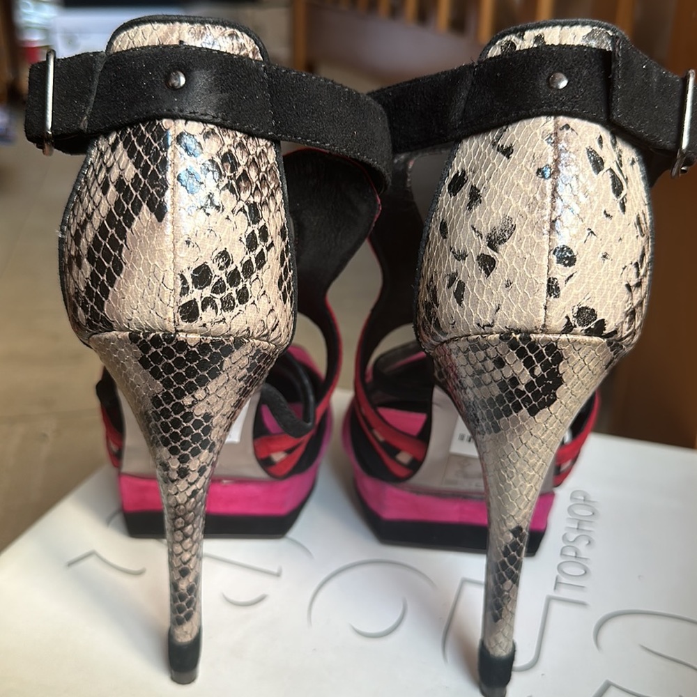Topshop Multi Color Suede Heels Size 7 1/2 - image 5